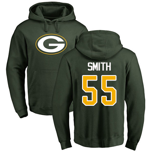Men Green Bay Packers Green 55 Smith Za Darius Name And Number Logo Nike NFL Pullover Hoodie Sweatshirts